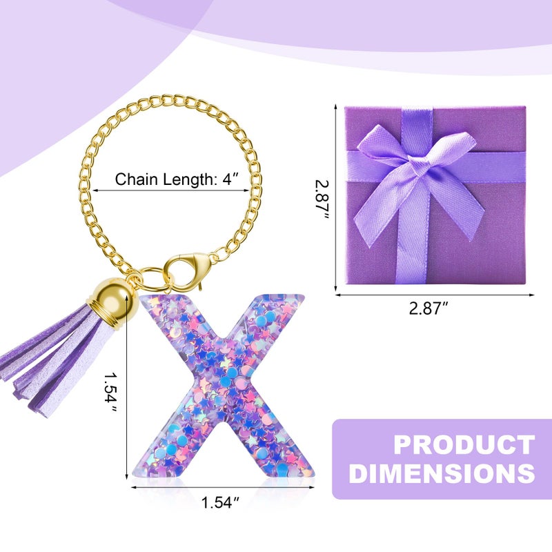 MOYOHIM Letter Charm for Stanley Cup, Cute Initial Keychain Charm for Handle, Purple Handle Accessories for Stanley Tumbler for Girls Women (Letter X) - Image 3